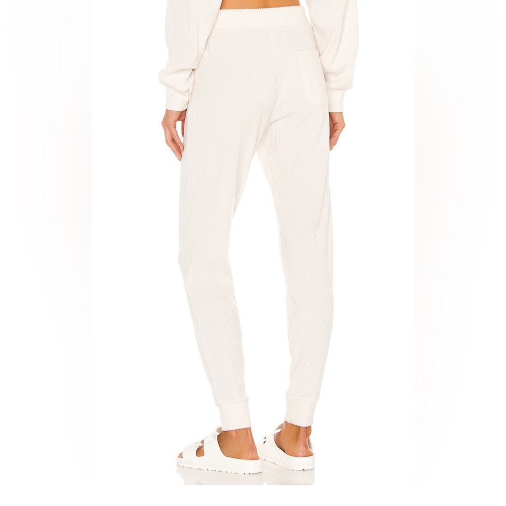 Relaxed Rib-Knit Jogger Pants in Cream - Picture 2 of 4